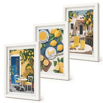 3-piece wall art set featuring lemonade with Italian views and a sunny patio