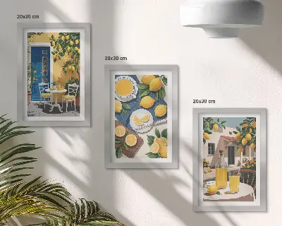 3-piece wall art set featuring lemonade with Italian views and a sunny patio