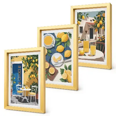 3-piece wall art set featuring lemonade with Italian views and a sunny patio