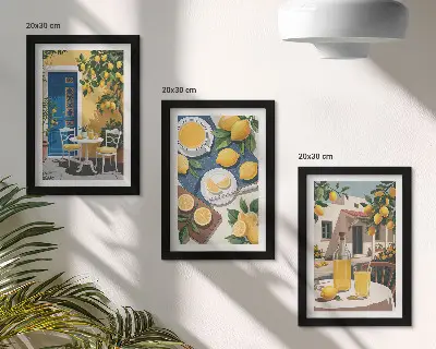 3-piece wall art set featuring lemonade with Italian views and a sunny patio
