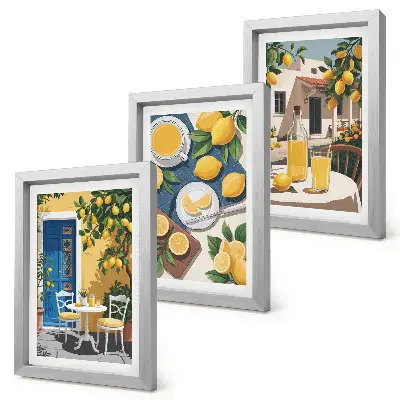 3-piece wall art set featuring lemonade with Italian views and a sunny patio