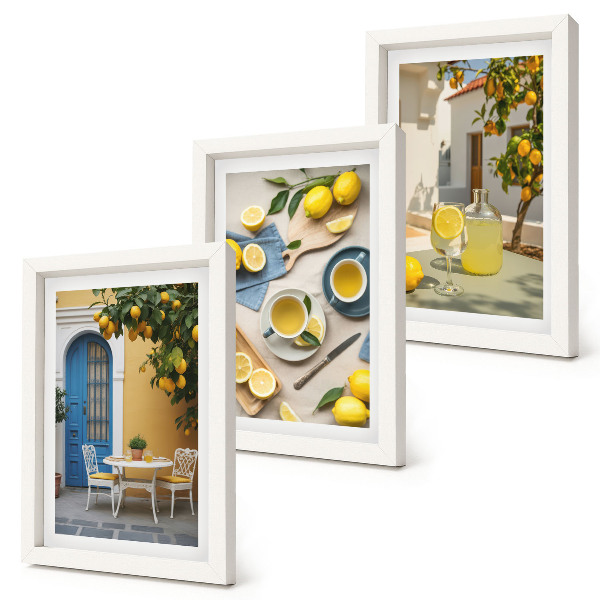 Photo frame wall Lemons lemonade blue doors summer views