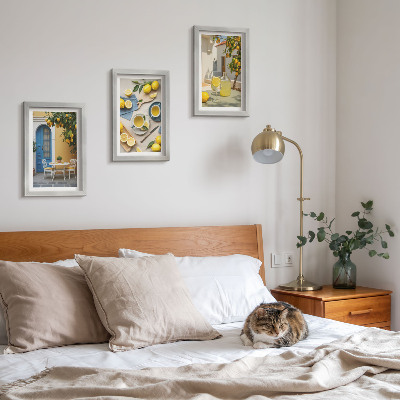 Photo frame wall Lemons lemonade blue doors summer views
