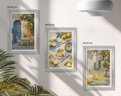 Photo frame wall Lemons lemonade blue doors summer views