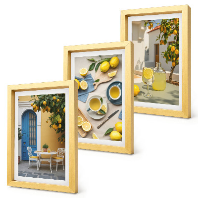 Photo frame wall Lemons lemonade blue doors summer views