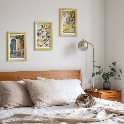 Photo frame wall Lemons lemonade blue doors summer views