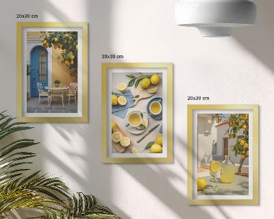 Photo frame wall Lemons lemonade blue doors summer views