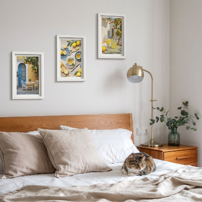 Photo frame wall Lemons lemonade blue doors summer views