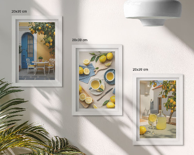 Photo frame wall Lemons lemonade blue doors summer views