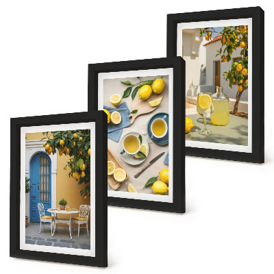 Photo frame wall Lemons lemonade blue doors summer views