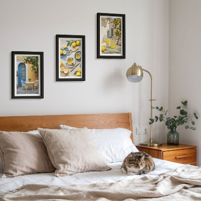 Photo frame wall Lemons lemonade blue doors summer views