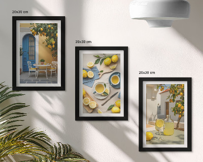Photo frame wall Lemons lemonade blue doors summer views