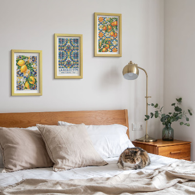 Photo frame wall Lemon and orange blossoms in colorful patterns