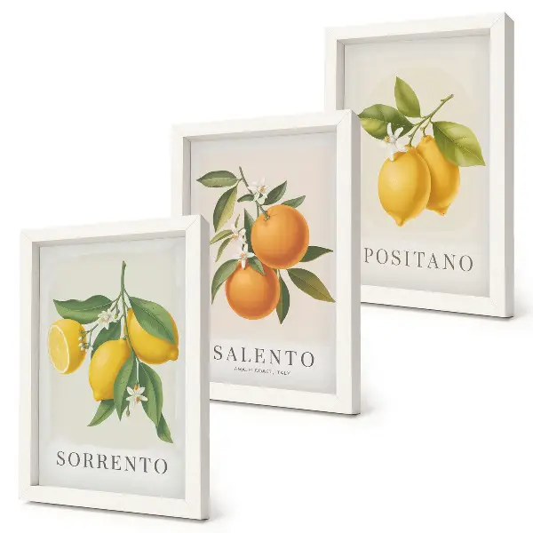 Lemons and Oranges from Italy's Amalfi Coast framed triptych