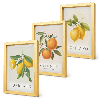 Framed triptych Lemons and oranges from Italy's Amalfi Coast