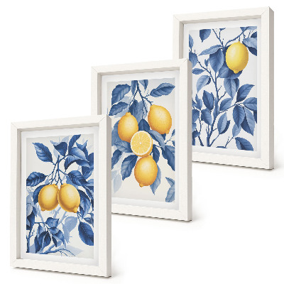 Photo frame wall Lemons on branches with blue leaves