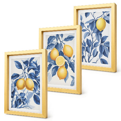 Photo frame wall Lemons on branches with blue leaves