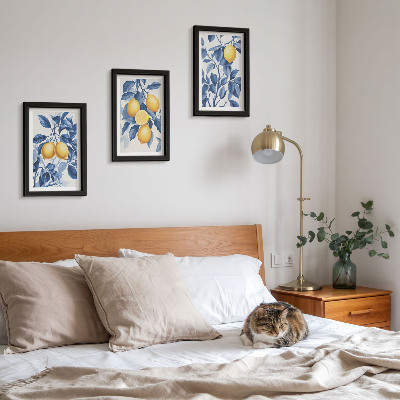 Photo frame wall Lemons on branches with blue leaves