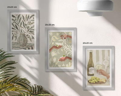 3-piece wall art set Olive blossoms and rustic cocktails