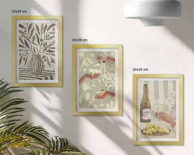 3-piece wall art set Olive blossoms and rustic cocktails