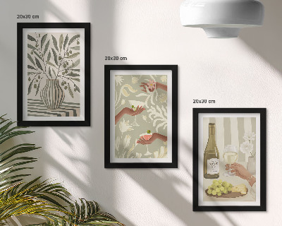 3-piece wall art set Olive blossoms and rustic cocktails