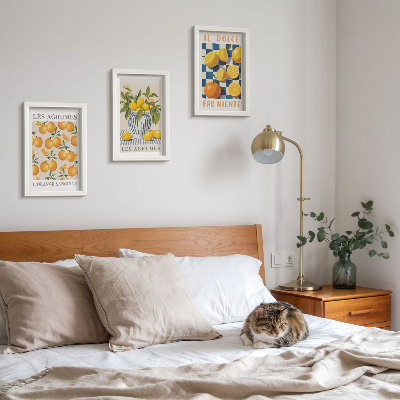 Photo frame wall Retro citrus fruit with yellow accents