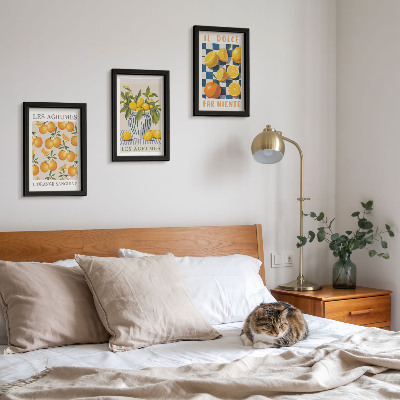 Photo frame wall Retro citrus fruit with yellow accents