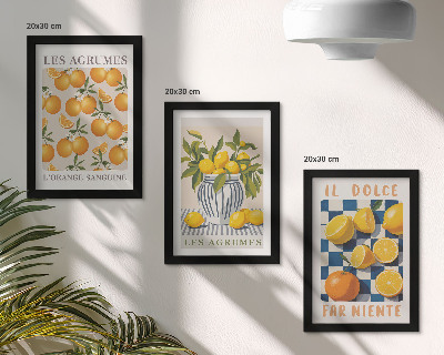 Photo frame wall Retro citrus fruit with yellow accents