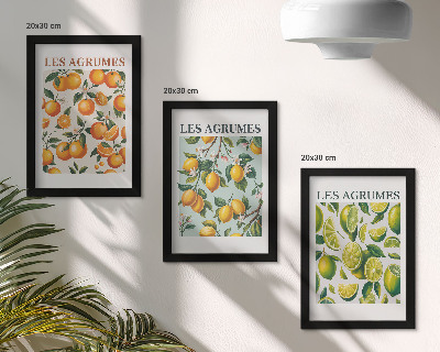 Framed triptych Fruity citrus patterns in pastel colors