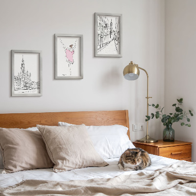 3-piece wall art set Stylish images of dancing ballerinas and architecture