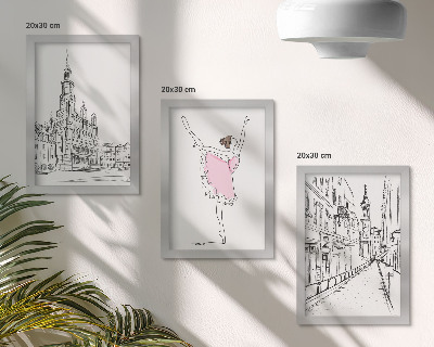 3-piece wall art set Stylish images of dancing ballerinas and architecture