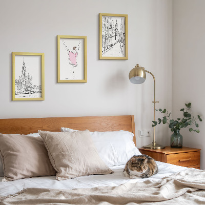 3-piece wall art set Stylish images of dancing ballerinas and architecture