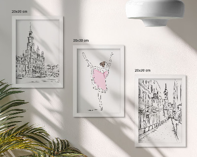 3-piece wall art set Stylish images of dancing ballerinas and architecture