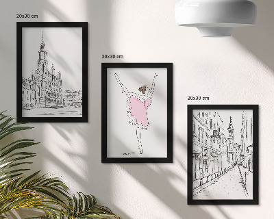 3-piece wall art set Stylish images of dancing ballerinas and architecture