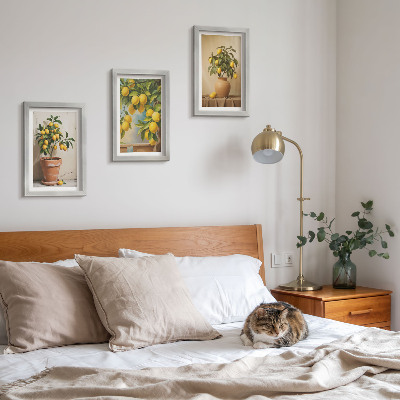 3-piece wall art set Lemon trees in pots and vases