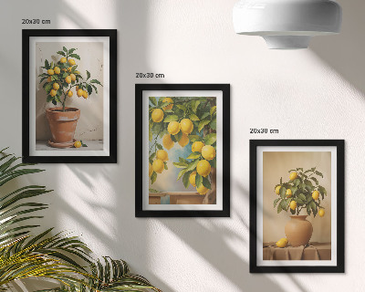 3-piece wall art set Lemon trees in pots and vases