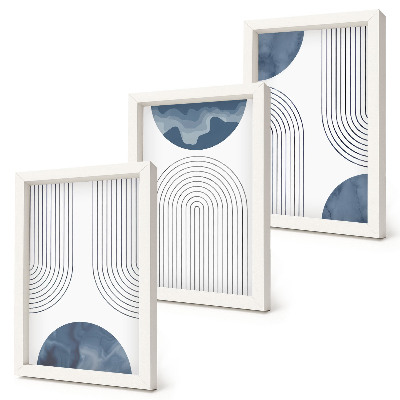 3-piece wall art set Abstract patterns in shades of blue and white