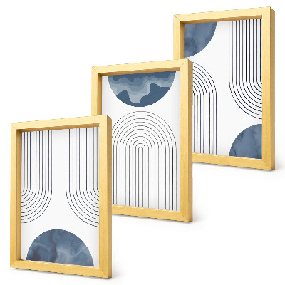 3-piece wall art set Abstract patterns in shades of blue and white