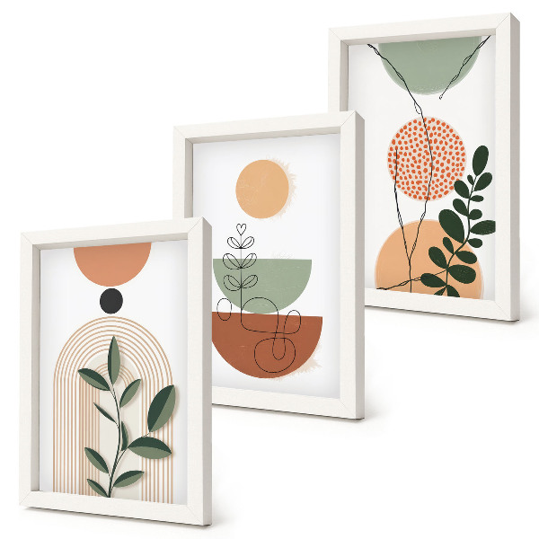 Photo frame wall Abstract shapes with colorful plant motifs