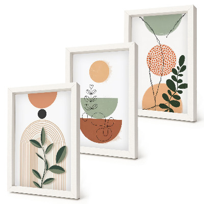 Photo frame wall Abstract shapes with colorful plant motifs