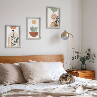 Photo frame wall Abstract shapes with colorful plant motifs