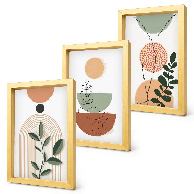 Photo frame wall Abstract shapes with colorful plant motifs