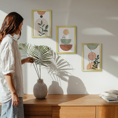 Photo frame wall Abstract shapes with colorful plant motifs