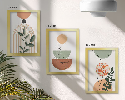 Photo frame wall Abstract shapes with colorful plant motifs