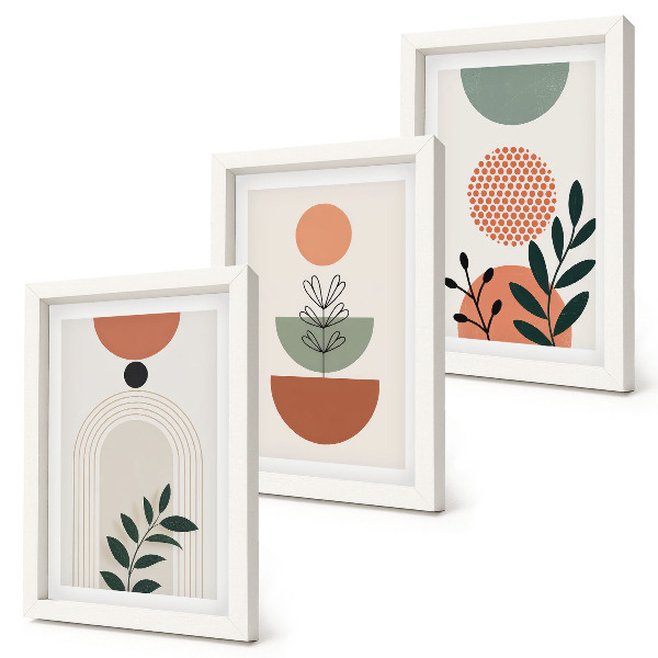 Framed triptych Plant motifs in modern shapes and colors