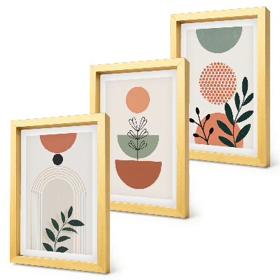 Framed triptych Plant motifs in modern shapes and colors