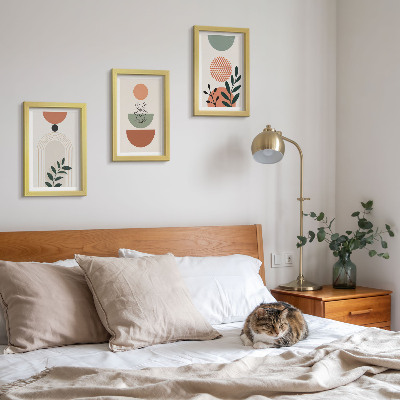 Framed triptych Plant motifs in modern shapes and colors