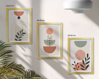 Framed triptych Plant motifs in modern shapes and colors
