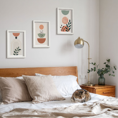 Framed triptych Plant motifs in modern shapes and colors