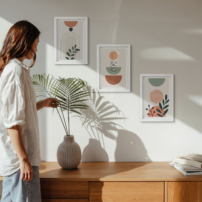 Framed triptych Plant motifs in modern shapes and colors